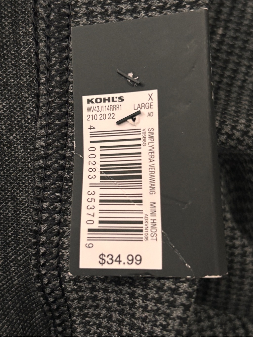 NWT Simply Vera Wang Sz XL Houndstooth Career Pants Medium Gray Black Stretch - Picture 9 of 12